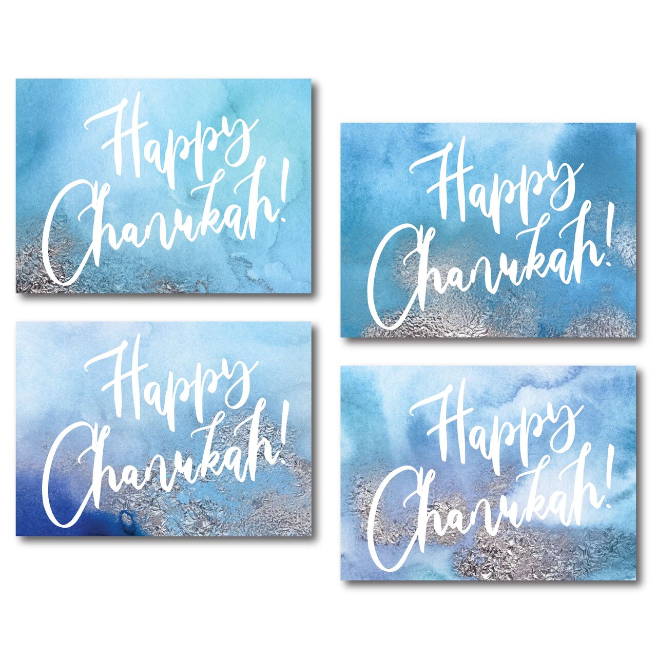 Chanukah Greeting Cards - 24-Pack Holiday Card Set with 4 Elegant Watercolor Designs, Perfect for Sharing Happy Chanukah (Hanukkah) Wishes with Family and Friends, Blank Inside for Personalized Messages Beautiful and Serene Jewish Holiday Stationery